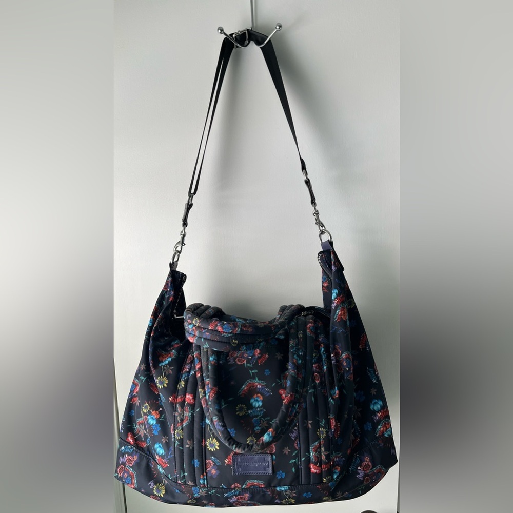 Rebecca Minkoff Black Nylon Floral Weekender